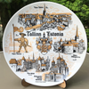 Talerz porcelanowy ozdobny złoty pamiątka z Tallina 20cm EE-MT-004