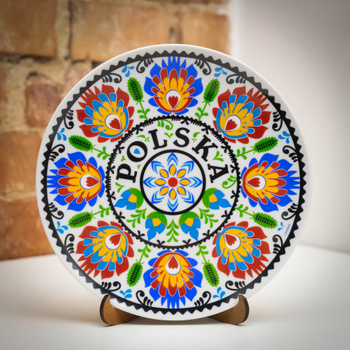 Talerz 20cm Polska ceramiczny dekoracyjny kolekcjonerski wzór łowicki Suvenix POL-MT-153